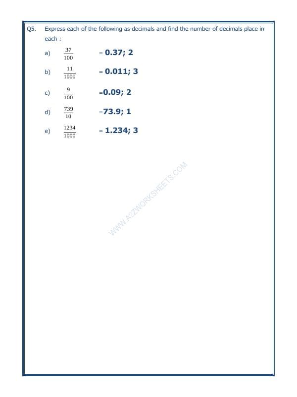 A2ZWorksheets:Maths-Decimals-Decimals - 03