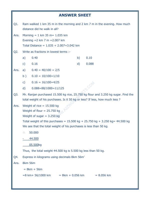 A2ZWorksheets:Maths-Decimals-Decimals - 06