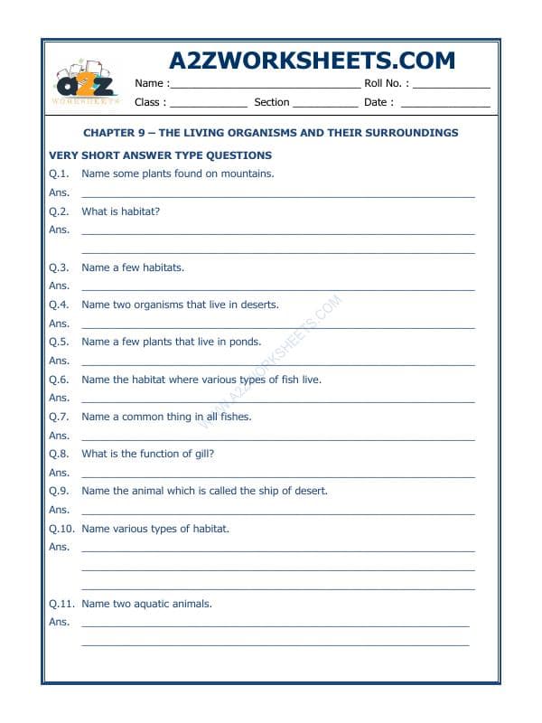 A2ZWorksheets:Science-Environment And Our Surroundings-The Living Organisms And Their Surroundings-01