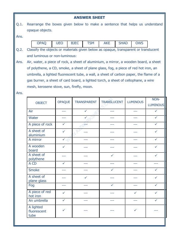 A2ZWorksheets:Science-Light,Shadows And Reflection-Light Shadows And Reflection-01