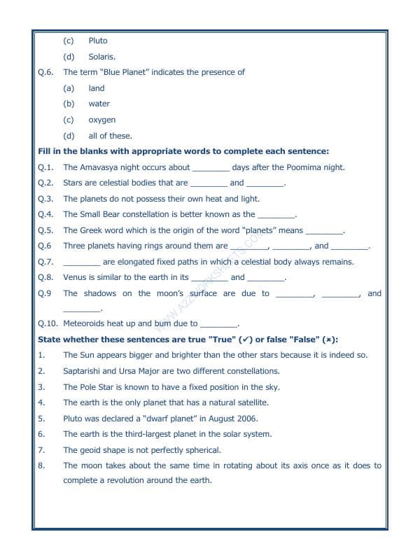 A2ZWorksheets:General Awareness-Solar System and Our Universe-The Earth In The Solar System-02