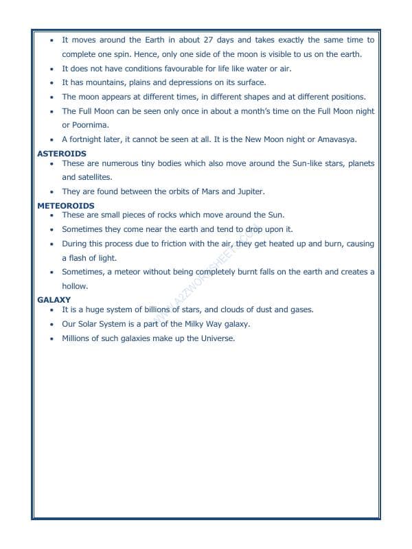 A2ZWorksheets:General Awareness-Solar System and Our Universe-The Earth In The Solar System-03