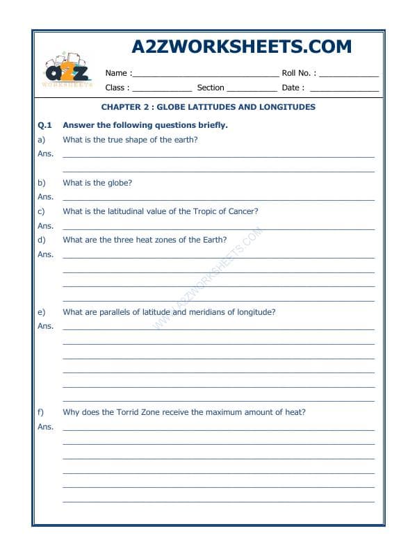 A2ZWorksheets:General Awareness-Maps and Directions-Globe Latitudes And Longitudes-01