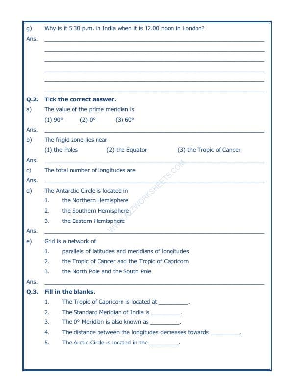 A2ZWorksheets:General Awareness-Maps and Directions-Globe Latitudes And Longitudes-01