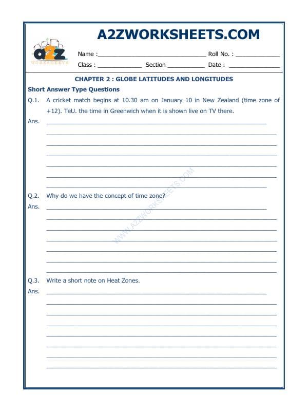 A2ZWorksheets:General Awareness-Maps and Directions-Globe Latitudes And Longitudes-04