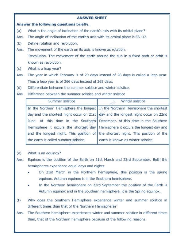 A2ZWorksheets:General Awareness-Solar System and Our Universe-Motions Of The Earth-01