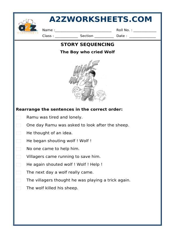 A2ZWorksheets:English-Writing-Story Sequencing
