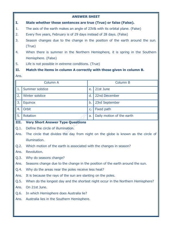 A2ZWorksheets:General Awareness-Solar System and Our Universe-Motions Of The Earth-03