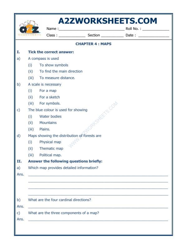 A2ZWorksheets:General Awareness-Maps and Directions-Maps-01