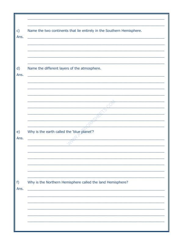 A2ZWorksheets:General Awareness-Solar System and Our Universe-Major Domains Of The Earth-01