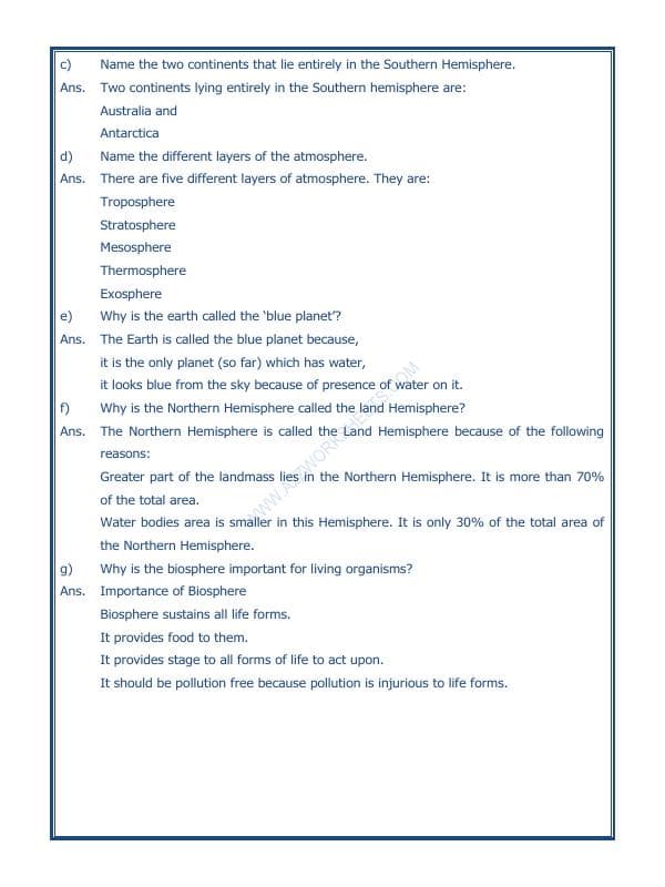 A2ZWorksheets:General Awareness-Solar System and Our Universe-Major Domains Of The Earth-01