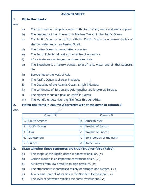 A2ZWorksheets:General Awareness-Solar System and Our Universe-Major Domains Of The Earth-03