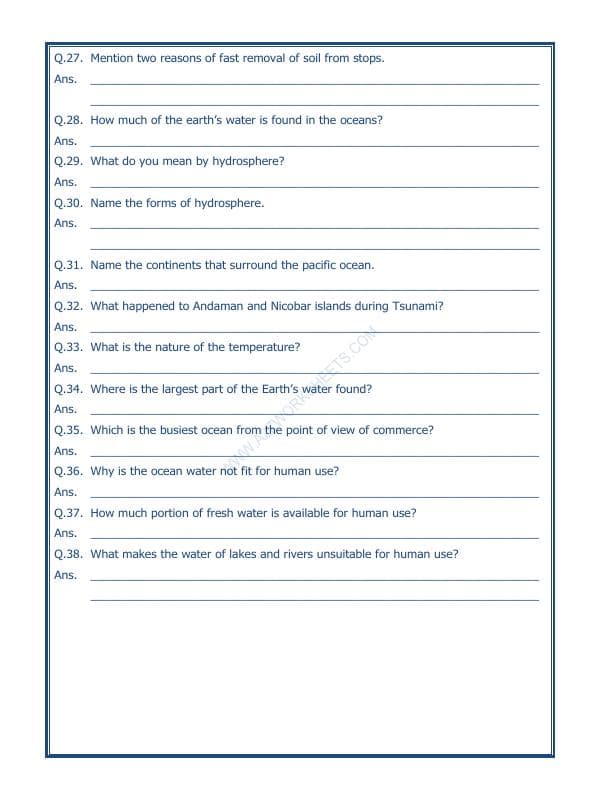 A2ZWorksheets:General Awareness-Solar System and Our Universe-Major Domains Of The Earth-04