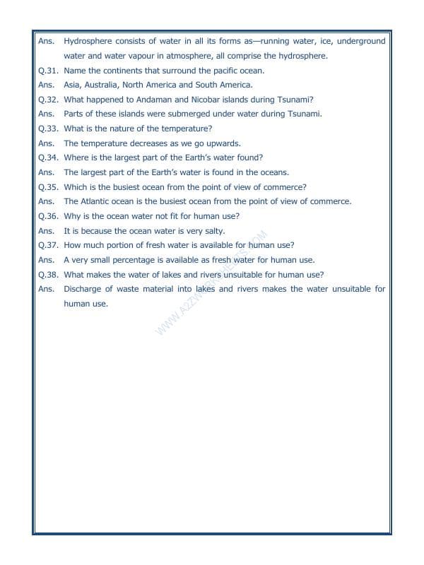 A2ZWorksheets:General Awareness-Solar System and Our Universe-Major Domains Of The Earth-04
