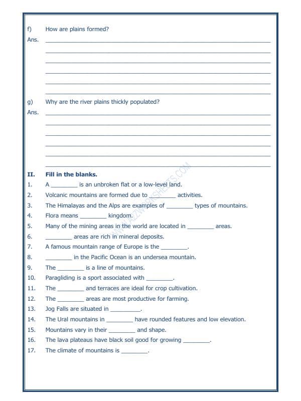A2ZWorksheets:General Awareness-Geographical Features-Major Landforms Of The Earth-01