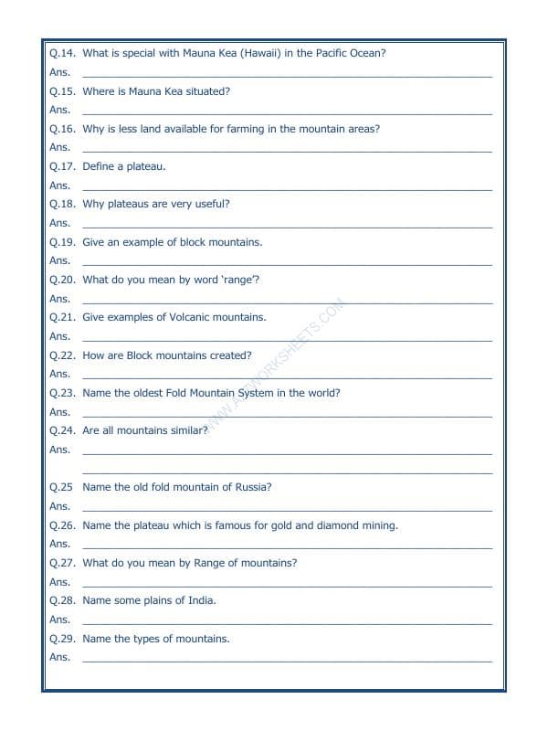 A2ZWorksheets:General Awareness-Geographical Features-Major Landforms Of The Earth-03