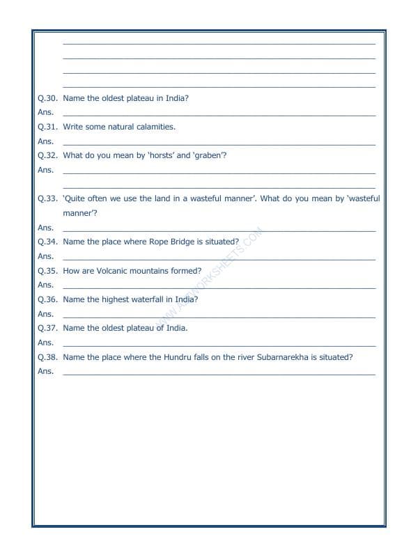 A2ZWorksheets:General Awareness-Geographical Features-Major Landforms Of The Earth-03