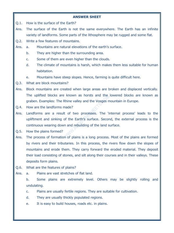 A2ZWorksheets:General Awareness-Geographical Features-Major Landforms Of The Earth-04