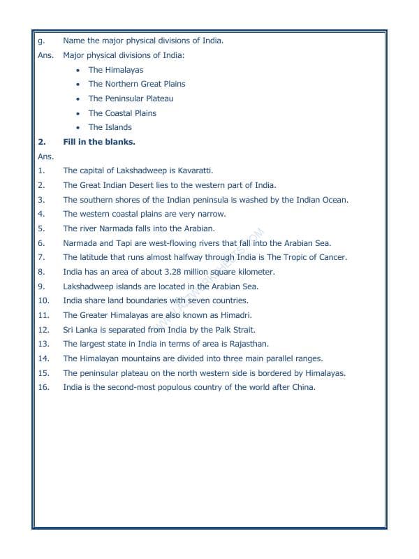 A2ZWorksheets:General Awareness-India and Its Neighbouring Countries-Our Country India-01