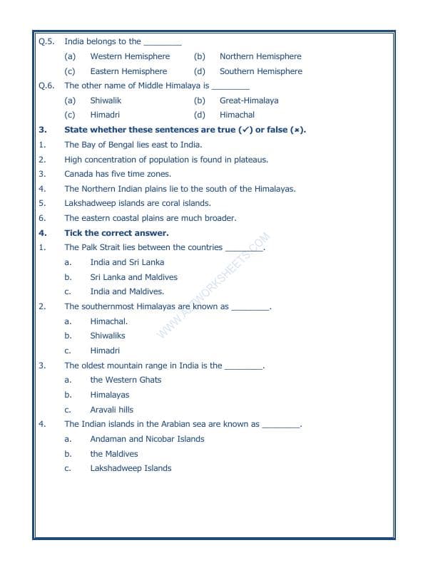 A2ZWorksheets:General Awareness-India and Its Neighbouring Countries-Our Country India-02