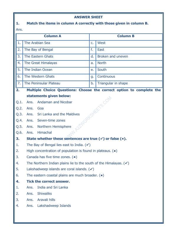 A2ZWorksheets:General Awareness-India and Its Neighbouring Countries-Our Country India-02