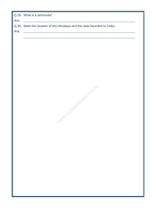 A2ZWorksheets:General Awareness-India and Its Neighbouring Countries-Our Country India-03
