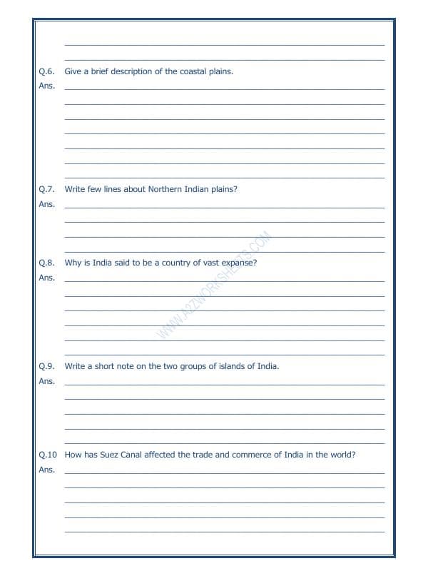 A2ZWorksheets:General Awareness-India and Its Neighbouring Countries-Our Country India-04