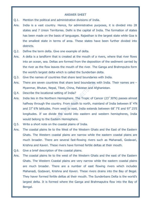 A2ZWorksheets:General Awareness-India and Its Neighbouring Countries-Our Country India-04