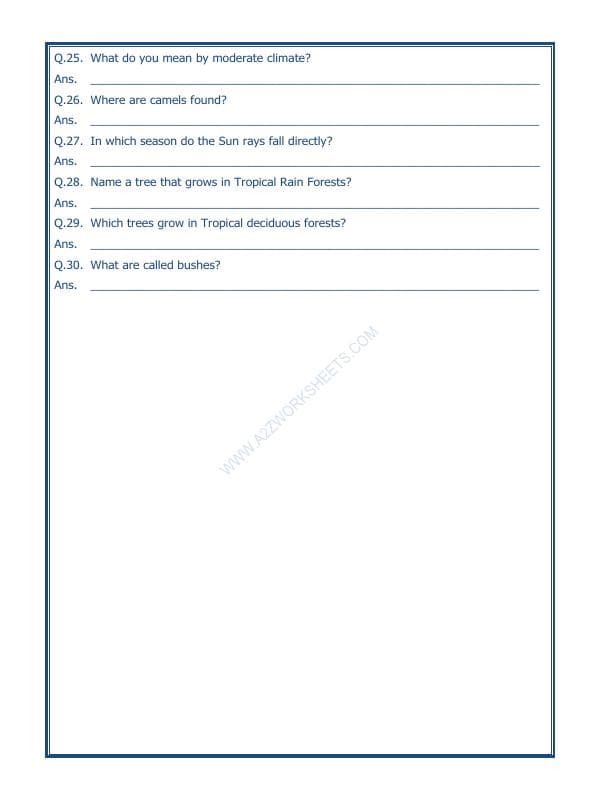 A2ZWorksheets:General Awareness-India and Its Neighbouring Countries-India Climate Vegetation And Wildlife-01