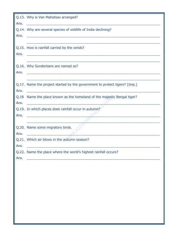 A2ZWorksheets:General Awareness-India and Its Neighbouring Countries-India Climate Vegetation And Wildlife-02