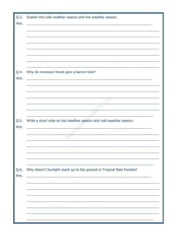 A2ZWorksheets:General Awareness-India and Its Neighbouring Countries-India Climate Vegetation And Wildlife-03