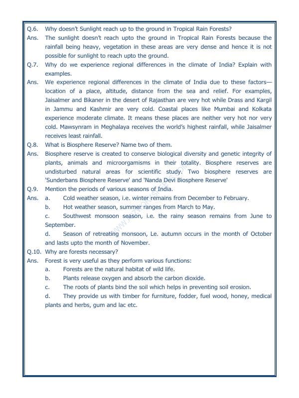 A2ZWorksheets:General Awareness-India and Its Neighbouring Countries-India Climate Vegetation And Wildlife-03
