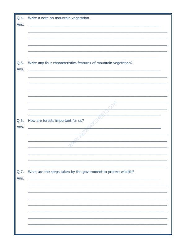 A2ZWorksheets:General Awareness-India and Its Neighbouring Countries-India Climate Vegetation And Wildlife-04