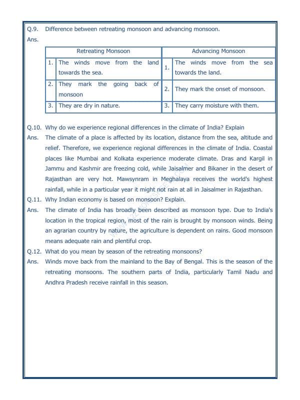 A2ZWorksheets:General Awareness-India and Its Neighbouring Countries-India Climate Vegetation And Wildlife-04