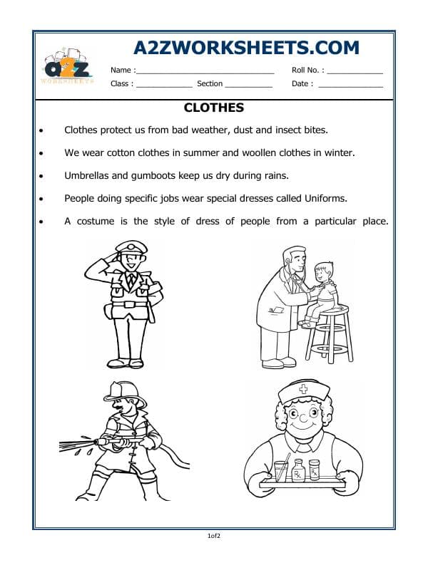 A2ZWorksheets:Science-Basic Necessities-Clothes