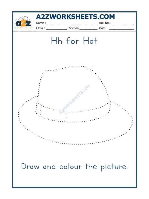 H For Hat Coloring Sheet