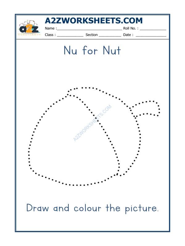 A2ZWorksheets:English-Recognition-N For Nut Colouring Sheets