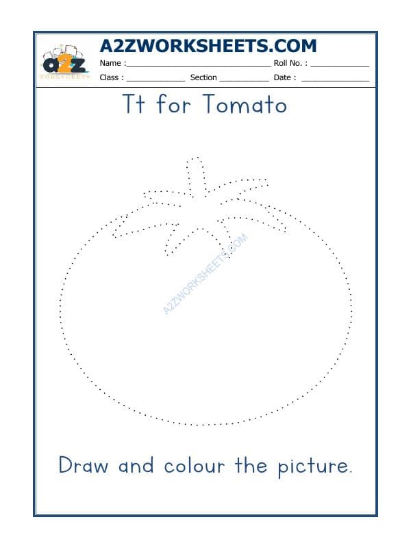 T For Tomato Colouring Sheets