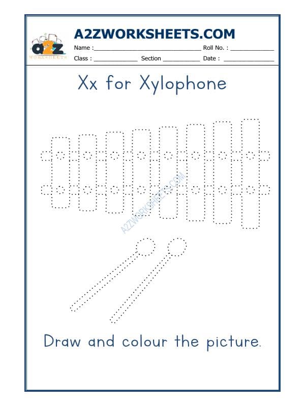 X For Xylophone Colouring Sheet