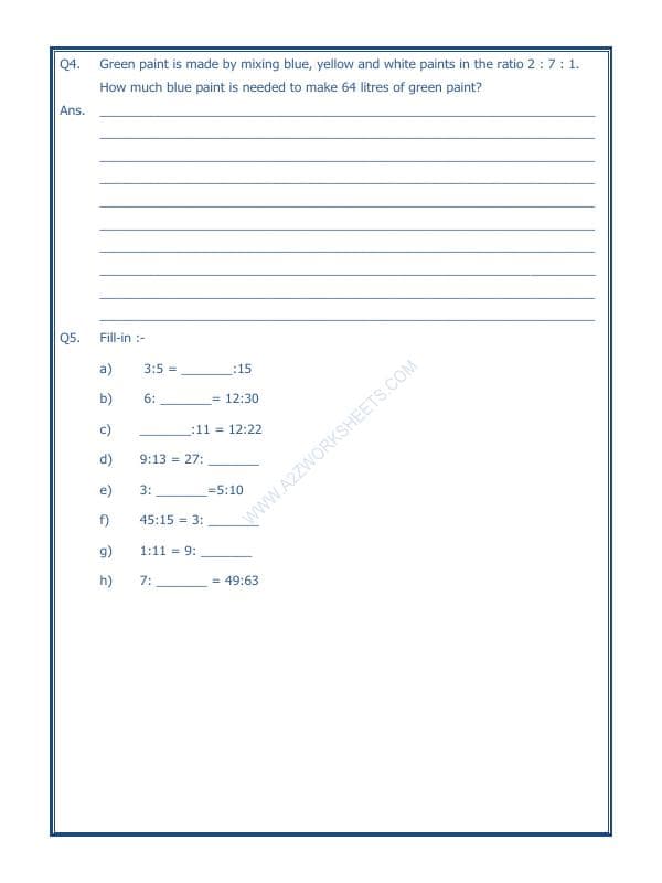 A2ZWorksheets:Maths-Measurement-Ratio Proportion And Unitary Method-03