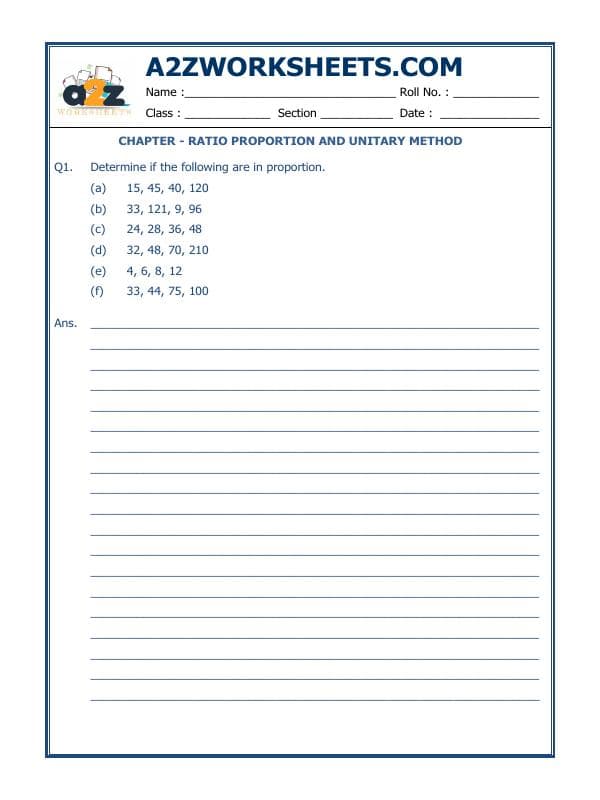 A2ZWorksheets:Maths-Measurement-Ratio Proportion And Unitary Method-05