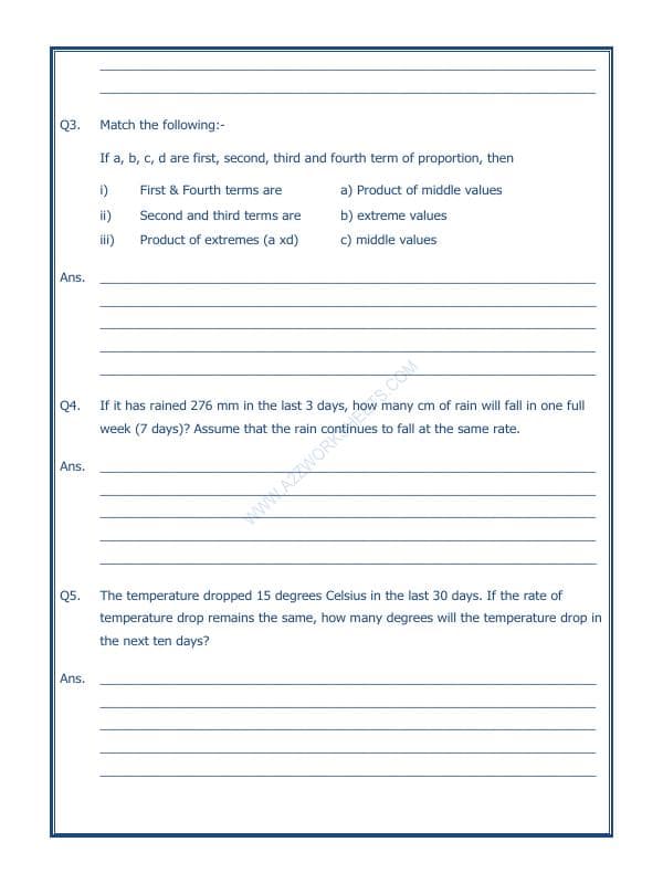 A2ZWorksheets:Maths-Measurement-Ratio Proportion And Unitary Method-06