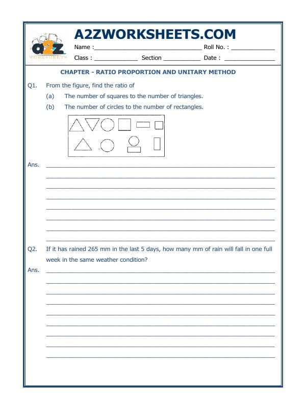 A2ZWorksheets:Maths-Measurement-Ratio Proportion And Unitary Method-08