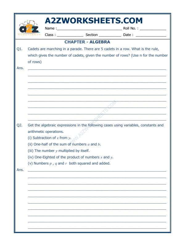 A2ZWorksheets:Maths-Algebra-Algebra-06
