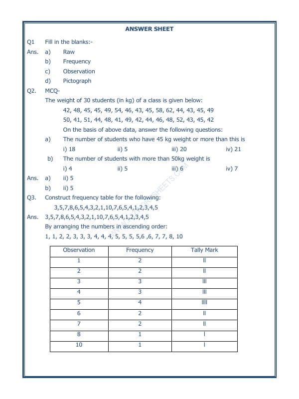 A2ZWorksheets:Maths-Data Handling-Data Handling-01
