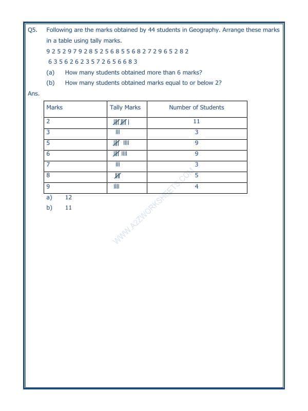 A2ZWorksheets:Maths-Data Handling-Data Handling-02