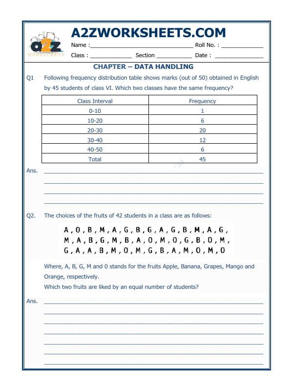 A2ZWorksheets:Maths-Data Handling-Data Handling-03