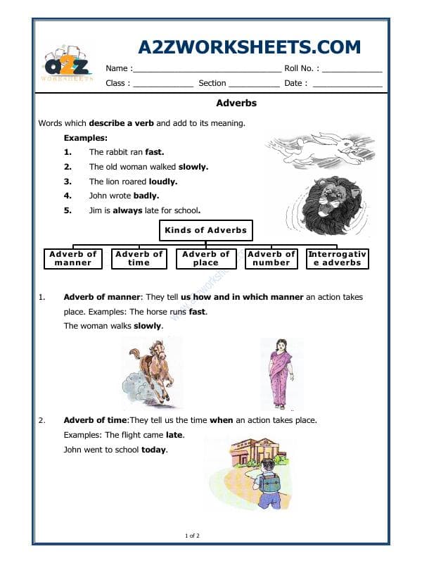 A2ZWorksheets:English-Grammar-Let's Practice Adverbs-01
