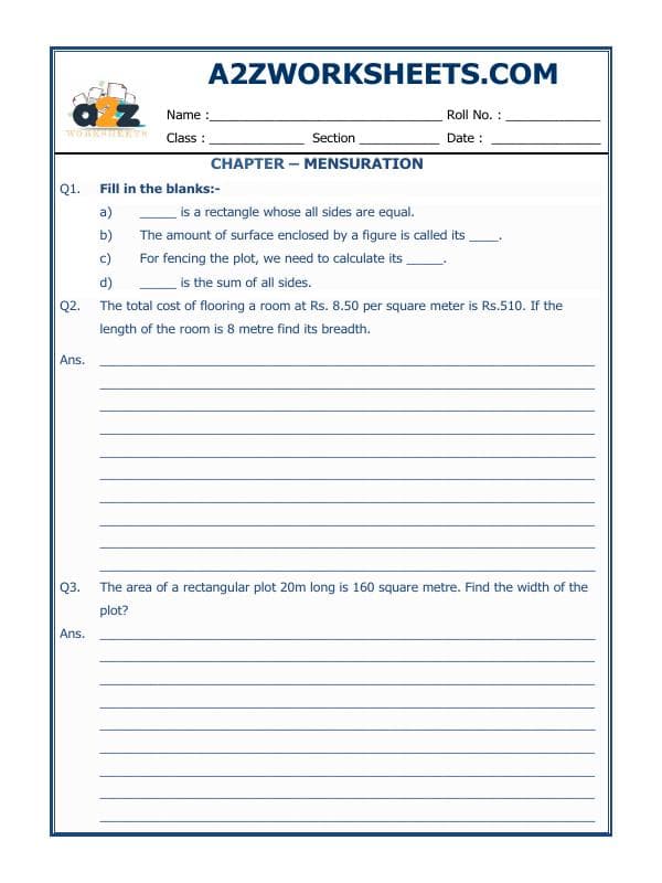 A2ZWorksheets:Maths-Geometry-Mensuration-06