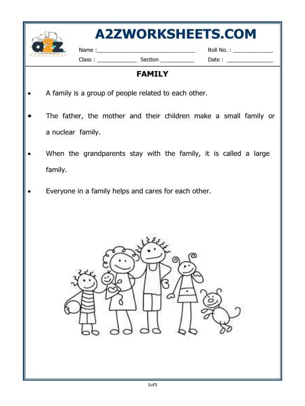 A2ZWorksheets:Science-Humans-Family
